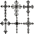 Soaoo 6 Pcs Wooden Wall Crosses Decor Religious Antique Hand Carved Wall Hanging Cross for Home Decor Decorative Cross Catholic Crucifix for Living Room, 12 x 8 Inch