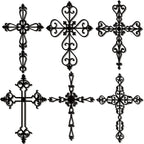 Soaoo 6 Pcs Wooden Wall Crosses Decor Religious Antique Hand Carved Wall Hanging Cross for Home Decor Decorative Cross Catholic Crucifix for Living Room, 12 x 8 Inch