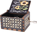 You are My Sunshine Wood Music Boxes, Laser Engraved Vintage Wooden Sunshine Hand Crank Musical Box Gifts for Birthday/Christmas/Valentine's Day/Mothers Day/Anniversary