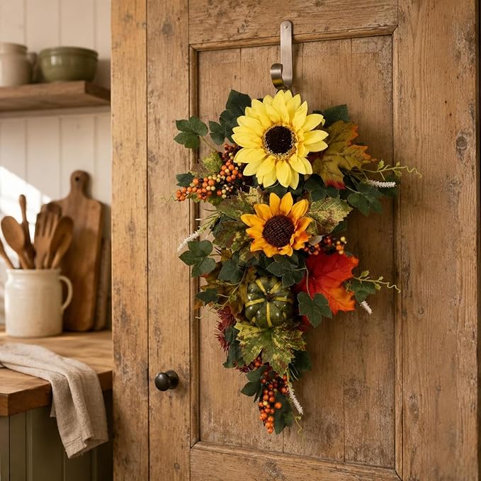 Generic Blossoms Pumpkin Swag Tree-Shaped Autumn Door Swag Naturalistic Design Hanging Autumn Decoration