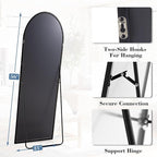 DUMOS Arched Full Length Floor Mirror, 56"x15" Full Body Standing Mirror with Aluminum Frame and Shatter Proorf Nano Glass, Modern Wall Hanging Leaning for Living Room, Home Decor, Black