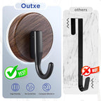 OUTXE Wreath Hanger for Front Door, Upgraded Suction Cup Reef Hook for Glass Window/Over Door, Christmas/Thanksgiving/Halloween/July 4th/Easter/Valentine/Spring/Summer/Fall (Walnut, 4-Pack)