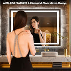 LOAAO 44"x60" LED Bathroom Mirror with Lights, Anti-Fog, Dimmable, Backlit + Front Lit, Lighted Bathroom Vanity Mirror for Wall, Memory Function