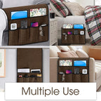 Joywell TV Remote Control Holder for Recliner Sofa Armrest Organizer Couch Caddy Armchair Armrest Organizer Sofa Arm Chair Caddie with 6 Pocket Storage for Magazine, Tablet, Phone, iPad, Dark Brown