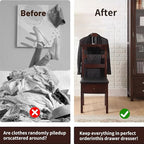 Suit Valet Stands for Men Women Contour Hanger Chair Valet with Drawer and Trouser Bar Wooden Valet Stand Organizer Storage for Entryway Bedroom