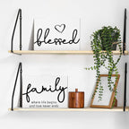 Jetec 3 Pcs Family Home Blessed Rustic Wood Sign Mini Wood Decorative Farmhouse Woodworks Table Shelves Decorations Sign for Bedroom Kitchen Living Room Table Decor(White,5 x 7 x 0.59 in)