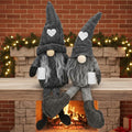 2Pcs Coffee Gnomes Plush Doll - Swedish Tomte Elf Dwarf Figurines, Scandinavian Collectible Gnome Decor, Dangle Leg Shelf Sitters for Home Kitchen Bar Farmhouse Decoration, Coffee Lover Gifts