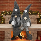 2Pcs Coffee Gnomes Plush Doll - Swedish Tomte Elf Dwarf Figurines, Scandinavian Collectible Gnome Decor, Dangle Leg Shelf Sitters for Home Kitchen Bar Farmhouse Decoration, Coffee Lover Gifts
