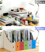 Limitliho 24 Pack Cardboard Magazine Holder for Desk, Book Bins for Classroom Library,Office,Home, 10.6" H x 10.2" L x 3.5" W in Magazine File holder (Fresh color)