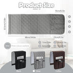 Huakaile Foldable Remote Control Holder Non-Slip Couch Sofa Chair Waterproof Armrest Organizer with 5 Pockets Armrest Organizer Couch Recliner Caddy Fits for Ipad, Phone, Magazines (Grey)
