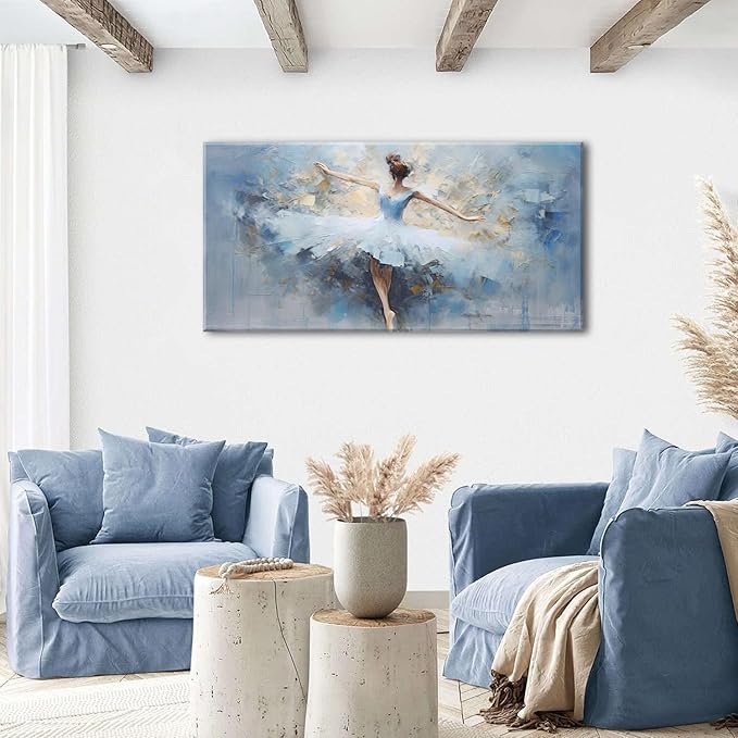AIYISU Abstract Ballet Dancer Canvas Wall Art White Ballet Girl Dancer Wall Decor Beautiful Dancing Ballerina Print Paintings Minimalist Artwork for Living Room Girls Bedroom Home Decorations 24x48