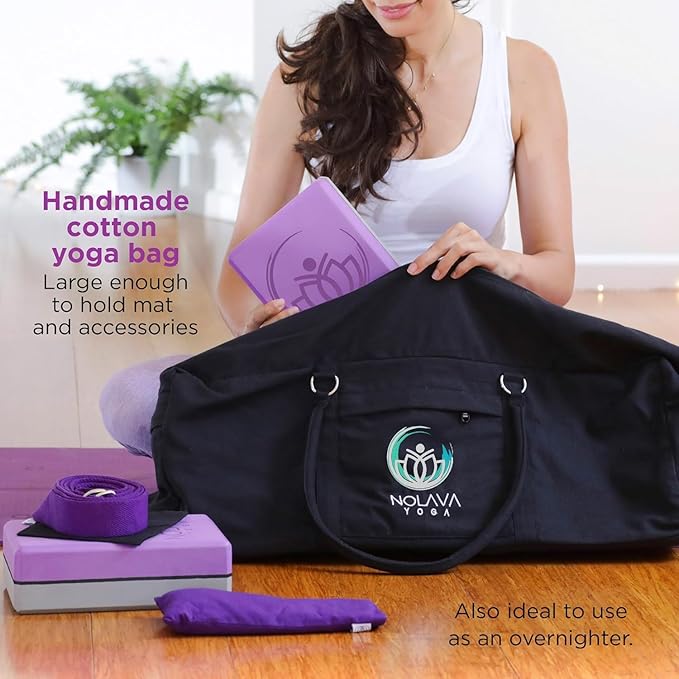 NOLAVA Yoga Mats & Complete Sets - TPE, Non-Slip - Includes Mat, Blocks, Strap, & More (6pc or 7pc Sets) - For Pilates, Yoga & Fitness