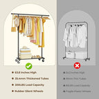 Clothes Rack for Hanging Clothes: Clothing Coat Garment Rolling Racks with Wheels Shelf Portable Closet Storage Organizer Wardrobe Strudy Metal Freestanding Laundry Room Bedroom Dress Shirt Jacket