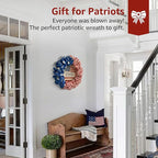 4th of July Wreath for Front Door - 20 inch Memorial Day Patriotic Decorations Outdoor, Red White and Blue 1776-2026 USA 250th Anniversary Burlap American Flag Door Wreaths