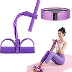 Pedal Resistance Bands with Handles, 6-Tubes Manual Tension Training Pedal, Multifunction Fitness Bands, Natural Rubber Foot Pedal for Strength Training, Tummy, Waist, Arm, Leg Slimming