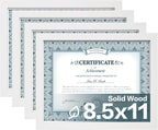 Egofine 8.5x11 Picture Frames Set of 4, Made of Solid Wood Covered by Plexiglass for Document,Diploma, Certificates and Degree, for Table Top Display and Wall Mounting Photo Frame White