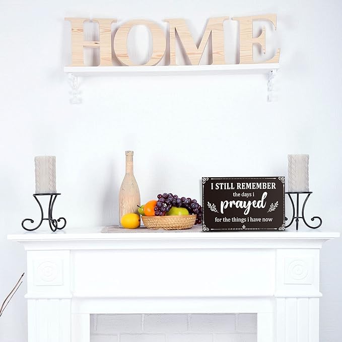 I Still Remember The Days I Prayed Sign Inspirational Table Blessed Signs Living Room Decor Wood Table Centerpieces Box Signs Farmhouse Decor House Prayer Wooden Rustic Gift for Bedroom Shelf(Black)
