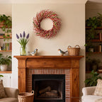 26 Inch Spring Wreaths for Front Door, Large Artificial Forsythia Flowers Wreath, Spring Summer Floral Wreath All Season for Home, Wall, Window, Porch, Wedding, Farmhouse Decor (Pink)