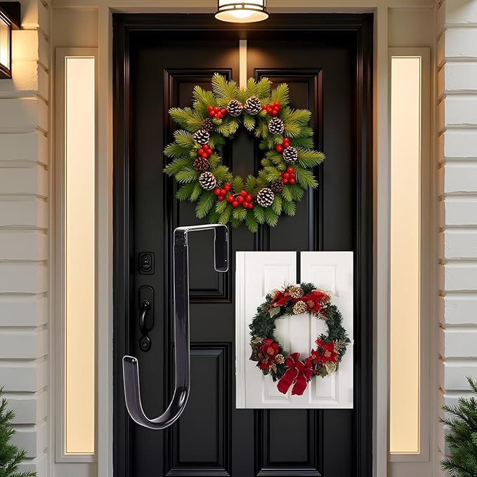 1 Pc Black Hanger 5" - Strong Bearing Hanger for Christmas Halloween Wreath Decorations, Steel Material, 20lb Load Bearing