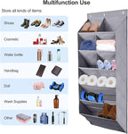 FENTEC 2 Pack Over the Door Shoe Organizer, Hanging Shoe Organizer, 6-Tier Large Deep Pockets Door Shoe Rack with 3 Hooks Shoe Organizer for Shoes, Sneakers, and Home Accessories, Grey