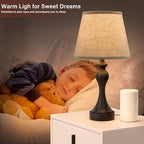 Seealle Touch Lamps for Nightstand - Bedside Lamps Set of 2, 3 Way Dimmable, USB C+A for Bedroom & End Tables (Beige&Black)