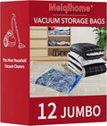 MEIQIHOME Vacuum Storage Bags, Space Saver Sealer Bags,Vacuum seal bags for clothing, Pillows, Comforters, Blankets, Bedding,12 Jumbo