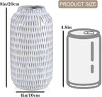 Ceramic Vase for Flowers – Modern Small Ribbed Textured Flower Vase for Home Decor, Pampas Grass, Decorative, Farmhouse, Coffee Table, Kitchen Centerpieces, Bookshelf and Home Living (Glaze White)