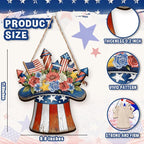 Wooden 4th of July Decorations Patriotic Wreaths for Front Door Independence Day Decorations Star Sign Welcome Memorial Day Hanging for Home Wall Decor Outdoor Indoor Red White and Blue Wreath 7