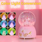 Snow Globes,Pink Castle Music Snowglobes with LED Lights,Automatic Snow Fall Effect,Home Decor for Kids Room Essentials Birthday Christmas Festival Gift for 5-16 Year Old Girls (Pink1)