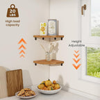 Fun Memories Corner Shelf Wall Mount, Solid Oak Wood Floating Corner Shelves with Cable Hole, 7in Rustic Design for Bedroom, Bathroom, Kitchen, Living Room (Natural, 1 Pack)