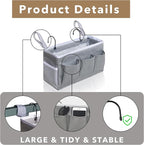 Bedside Caddy Hanging Storage Bag, Organizer Baskets with Pockets for Bunk Bed Accessories, Loft & Dorm Rooms Chair Bed Rails (Gray_1pcs)