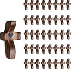 Yookin Wooden Hand Held Crosses Bulk 40 Pack – Small Prayer Cross for Church, Sunday School, Baptism, Christian Religious Gifts, Ministry, Pocket Wooden Cross