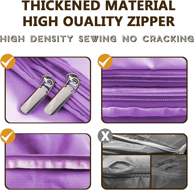 3-Layer Compressible with Zippers Blanket & Comforter Storage Bag,Ultra Space Saving Self Compression Organizer，Save 50% Space, 4 PCS，Purple