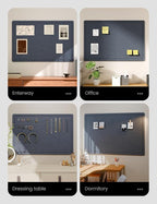 Fluxynara Bulletin Board,35.4" x 23.6" Cork Board Alternative with 12 Safe Removable Adhesive Tabs, Foldable Felt Pin Board for Home Office, Classroom, Bedroom,Entryway for Walls—Navy Blue