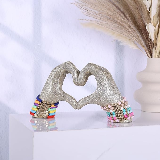 Heart Hand Sculpture, Champagne Gold Home Decor Aesthetics for Shelves on Coffee Table Dining Table Centerpiece, Birthday Gifts and Memorial Gifts for Women, Girlfriend Girls Mom.