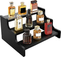 3 Tier Display Risers, Wooden Cologne Organizer for Men, Perfume Organizer Stand, Cologne Stand with Anti-Slip Washers, Wooden Display Shelf Stand for Dessert, Cupcake, Figure and Collection, Black, 3-tier-9.4in