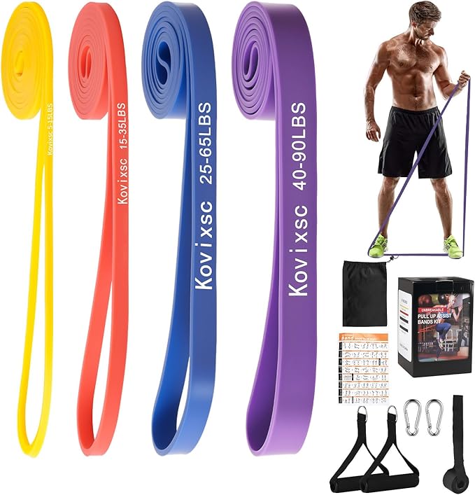 Resistance Bands for Working Out, Pull Up Assistance Bands, Exercise Workout Bands for Men & Women, Gym Bands with Door Anchor & Handle, Stretching Bands for Physical Therapy, Muscle Training