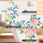 KAMMAK Ceramic Decorative Plate, Porcelain Plates for Kitchen Dining Room Wine Cabinet Home Decor, Vintage Collector Plates with 1 Display Stand, Four-Leaf Clover - Peony