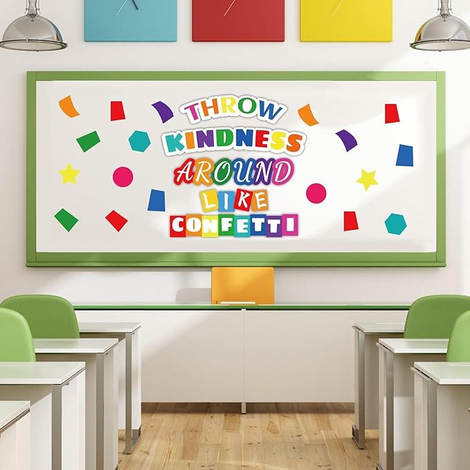 Classroom Bulletin Board Decoration Set Wall or Door Kindness Decor Colorful Confetti Classroom Decorations for Kindergarten PreSchool Elementary and Middle School(Throw Kindness Like Confetti)