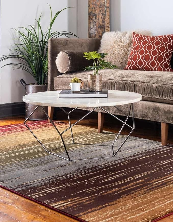 Unique Loom Barista Collection Area Rug - Mundo Nova (3' 1" x 5' 3" Rectangle, Beige/Blue)