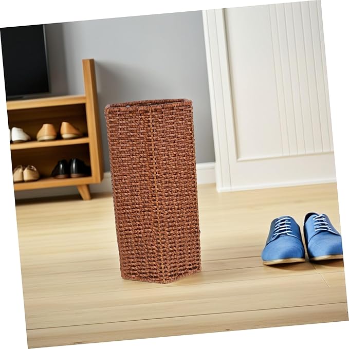 VOSAREA Indoor Umbrella Stand with Rattan Weave Design Plastic Holder for Entryway Cafes Hotels Efficient Umbrella Storage Organizer for Canes and Walking Sticks