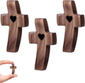 3-Pack Wooden Cross Fidget, Handmade Pocket Wood Crosses, Cross My Heart | Encouragement Gift, Relieve Anxiety for Yourself, Inspirational Easter Gift for Christian Faith, Prayer, Father Day Gifts