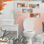 Maitys 4 Pcs Orange Bathroom Wall Decor 10 x 4 Inch Bathroom Wall Art Contemporary Wood Restroom Pictures for Soak Unwind Relax Hanging Sign Spa Rustic Vintage Farmhouse Pediments