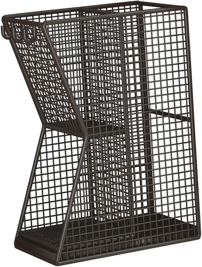 Umbrella Stand Rack Umbrella Holder Bin Large Capacity with Drip Tray Metal Storage Container Umbrella Stand Holder for Hotel, Black