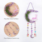 Fairy Purple Forest Deer Crystals Dream Catchers Christmas Gemstone Sun Catcher with Star&Flowers Ornament Handmade Dreamcatcher Wall Decor for Adults Boys Girls Bedroom Wedding Garden Bless Gift