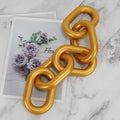 HMASYO Golden Wood Chain Link Decor, 5-Link Wooden Decorative Chain Home Decor Accents, Coffee Table Decor, Shelf Decor Aesthetic, Modern Bookshelf Table Decorative Objects for Living Room