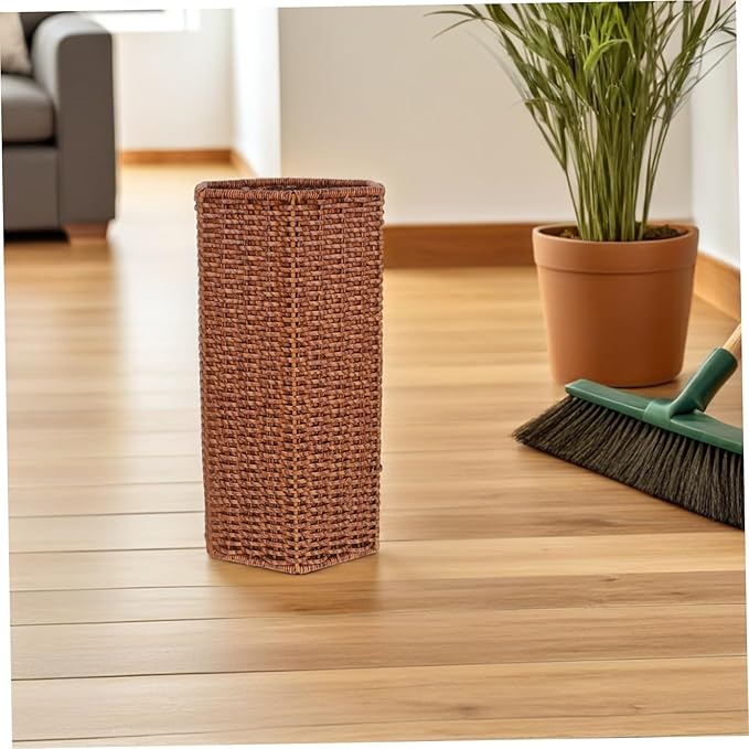 VOSAREA Indoor Umbrella Stand with Rattan Weave Design Plastic Holder for Entryway Cafes Hotels Efficient Umbrella Storage Organizer for Canes and Walking Sticks