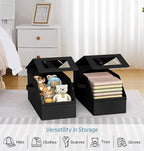 AOODA 2 PCS Stackable Hat Storage for Baseball Caps, Holds up to 24 Caps Hat Organizer for Closet, Sturdy Snapback Boxes for Men with Cardboard (Pure Black)