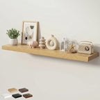 Floating Shelves for Wall 55 in x 9.3 in Deep, Wall Mounted Rustic Wood Shelf with Invisible Brackets for Storage & Display, Living Room Bedroom Bathroom, Oak, 1 Pack
