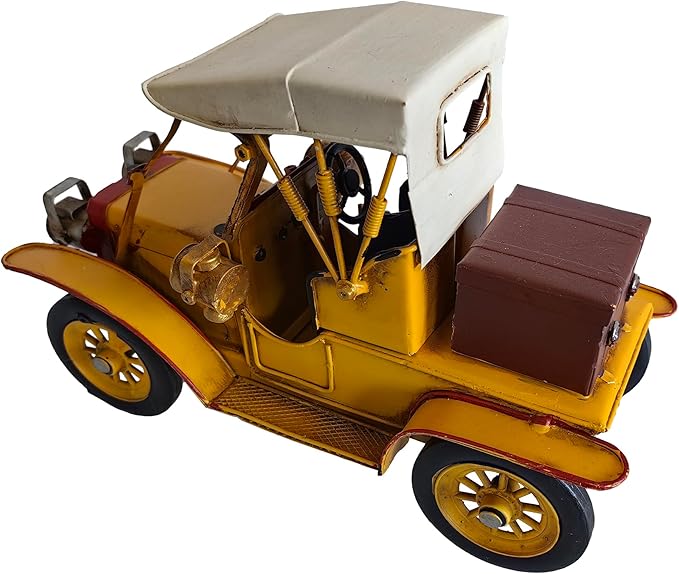 YCHTEWY-Iron Classic Yellow Vintage car Model Collectible Vehicle Decoration, Metal Vintage car Christmas Decor ，Unique Blend of Vintage, Rustic, Farmhouse Vintage car Decor for Table Top Decor. (F)